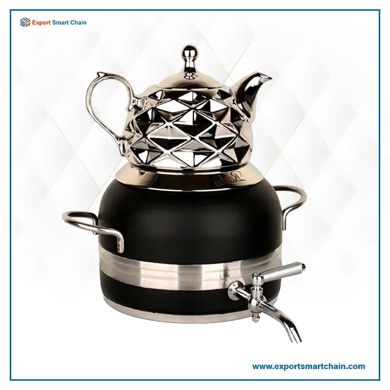 کتری قوری کف چدن – مدل 1022 مشکی کروم 5 لیتر