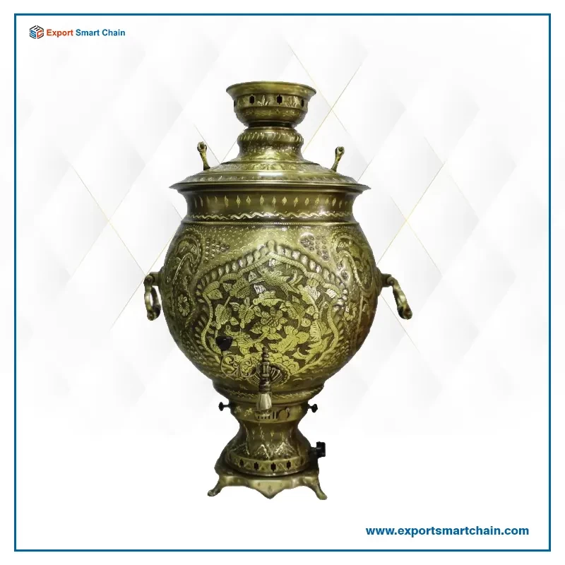 سماور گازی سنتی برنجی طرح گلستان