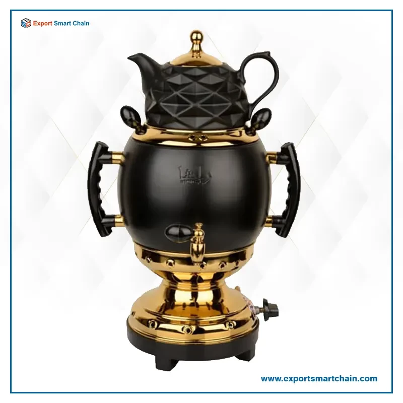 سماور گازی  مدل مدرن مشکی طلایی – 6 لیتر RASHA